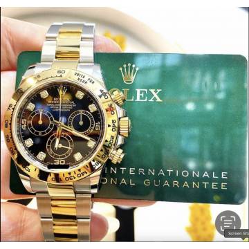 Pre owned 04-2021 116503 2 Tone Black Dial Diamond Index