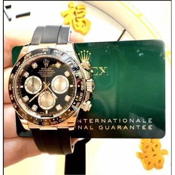 Pre Owned 07-2024 126515LN Daytona Oysterflex RG Black Dial Diamond Index